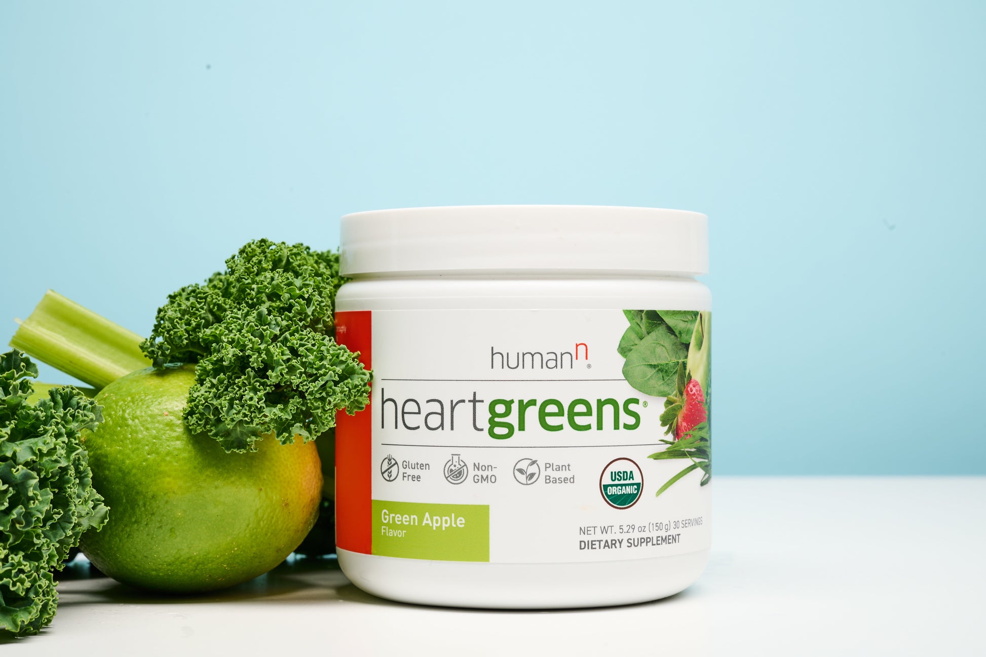 Heartgreens | Superfood Organic Powder with Wheatgrass, Kale, Spinach, and Spirulina, USDA Organic Non-Gmo, from the Makers of Superbeets (Green Apple Flavor, 5.3-Ounce)