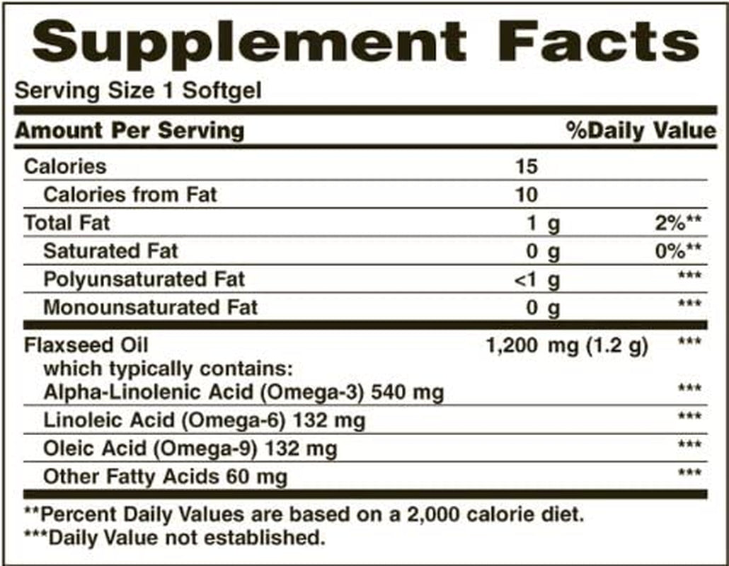 Flaxseed Oil 1200 Mg, 125 Rapid Release Softgels