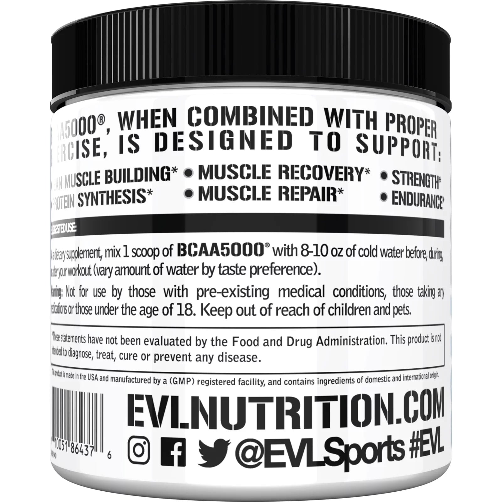 BCAA5000 Powder - 5 Grams of EVL BCAA Powder (Branched Chain Amino Acids) Essential for Performance, Recovery, Endurance & Muscle Building - Keto, No Sugar (30 Servings, Blue Raz Flavor)