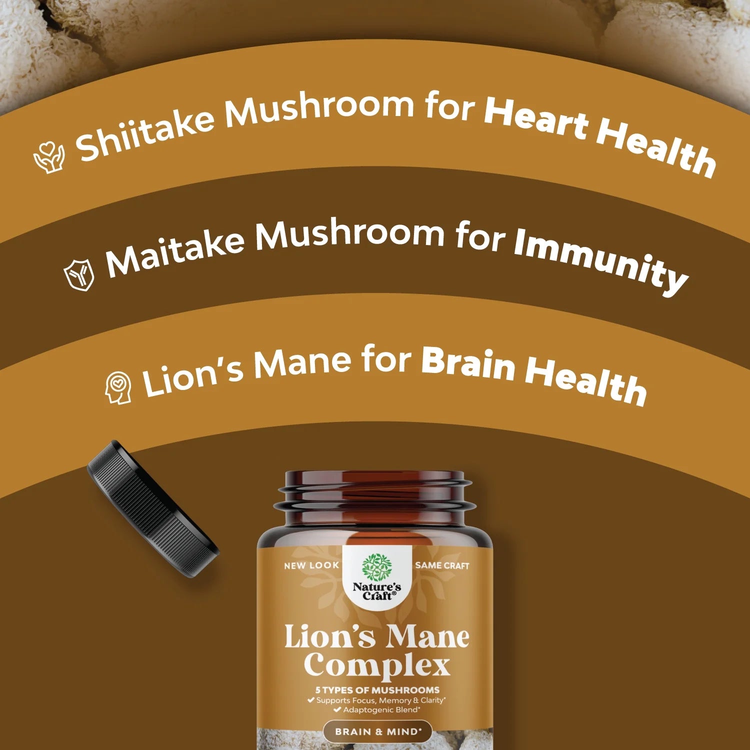 Master Mushroom Complex Nootropic Supplement - 5-In-1 Lion'S Mane Mushroom Supplement with Chaga Maitake Shiitake and Reishi Mushrooms Blend - Brain Booster Lion'S Mane Supplement - 120 Capsules