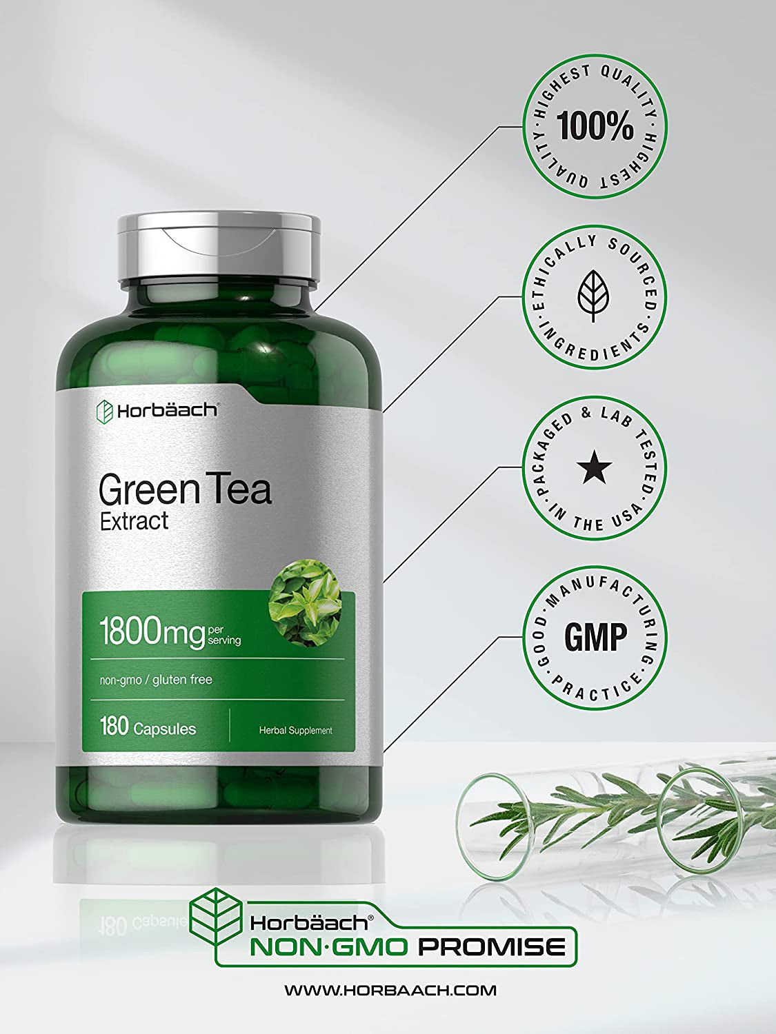 EGCG Green Tea Extract Pills | 1800 Mg | 180 Capsules | by