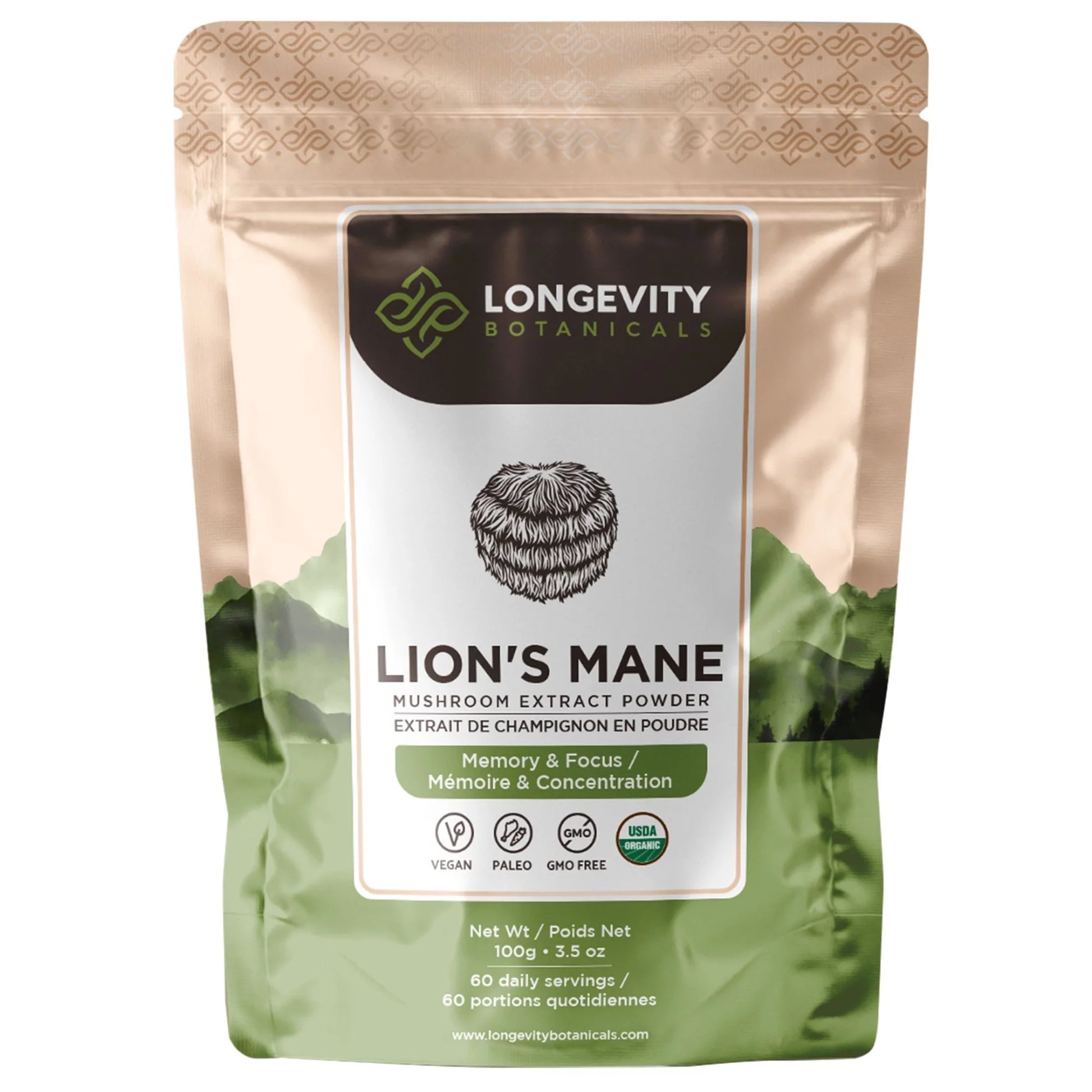 Organic Lion’S Mane Mushroom Supplement Powder (3.5 Oz/100 Grams), Brain Health