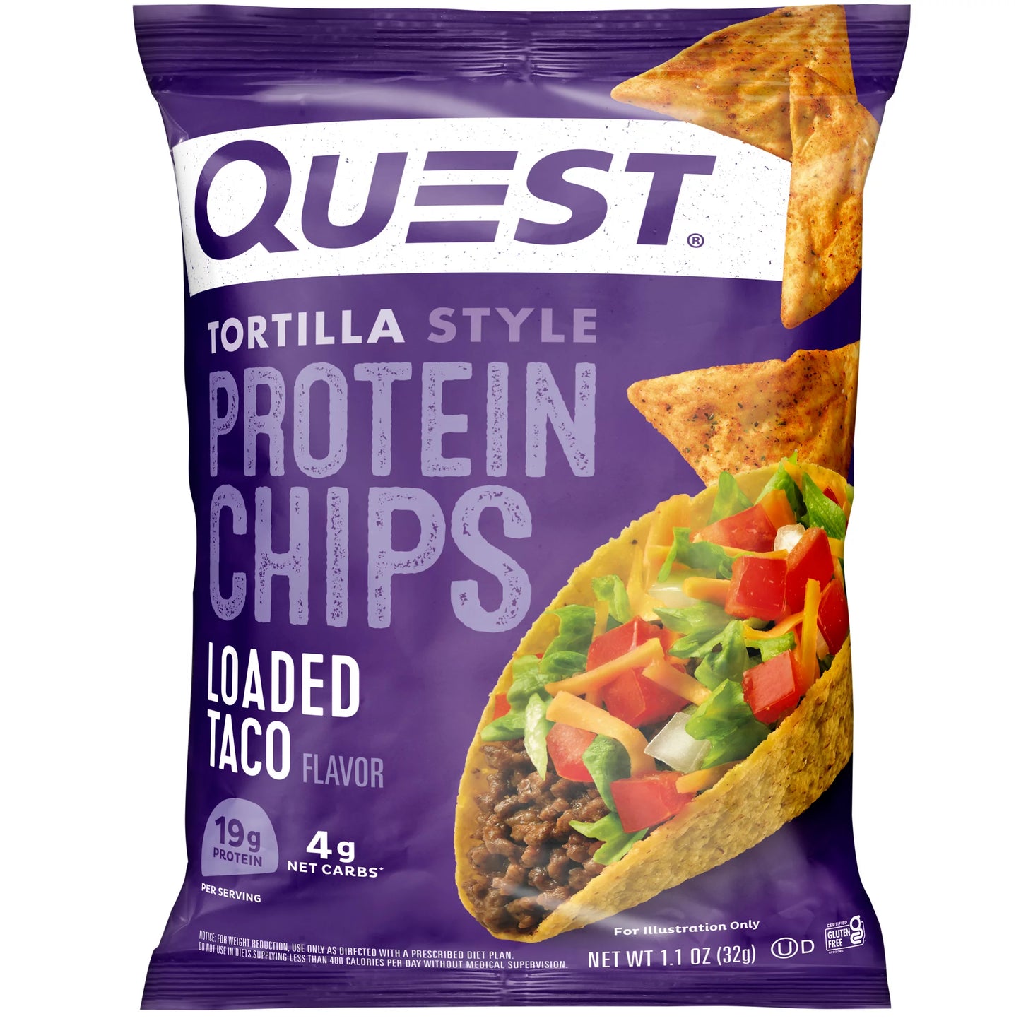 Quest Tortilla Style Protein Chips, Nacho Cheese and Loaded Taco, Variety Pack, 12 Count