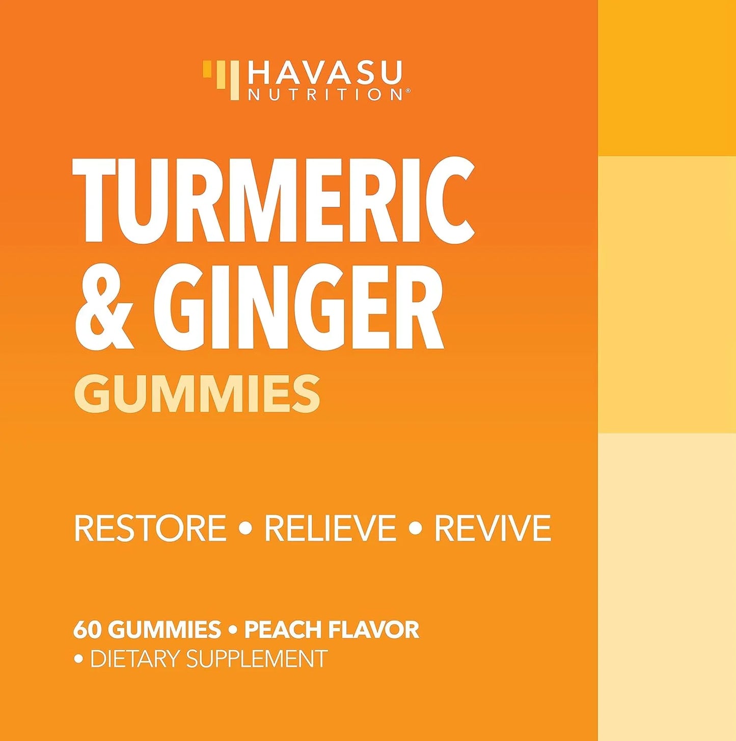 Havasu Turmeric Gummies with Ginger | Vegan 95% Curcumin Gummies for Superior Immune Defense, 60Ct