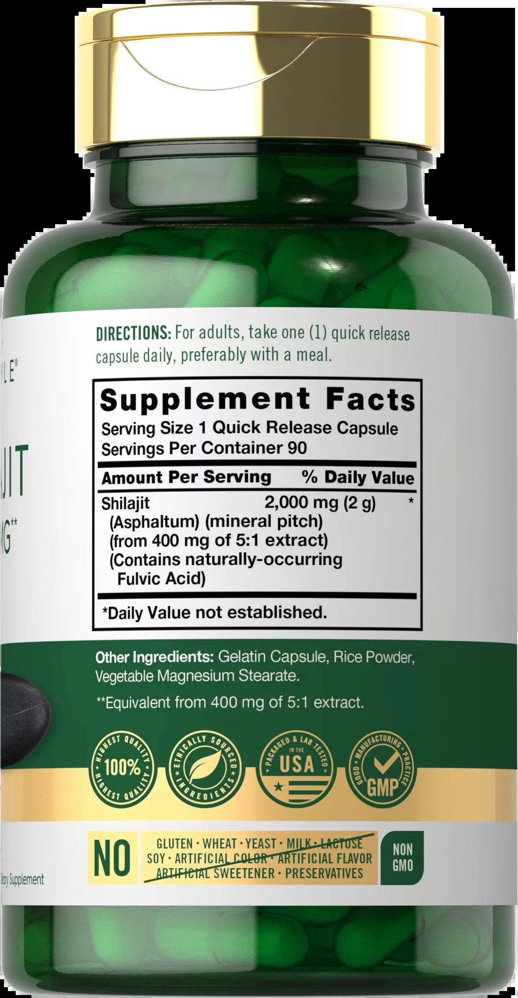 Shilajit Supplement | 2000Mg | 90 Capsules | Non-Gmo and Gluten Free | by