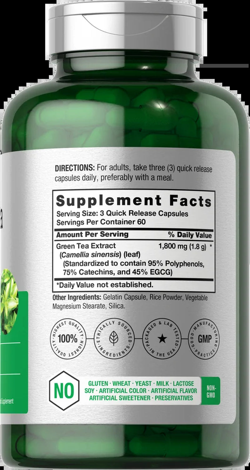 EGCG Green Tea Extract Pills | 1800 Mg | 180 Capsules | by