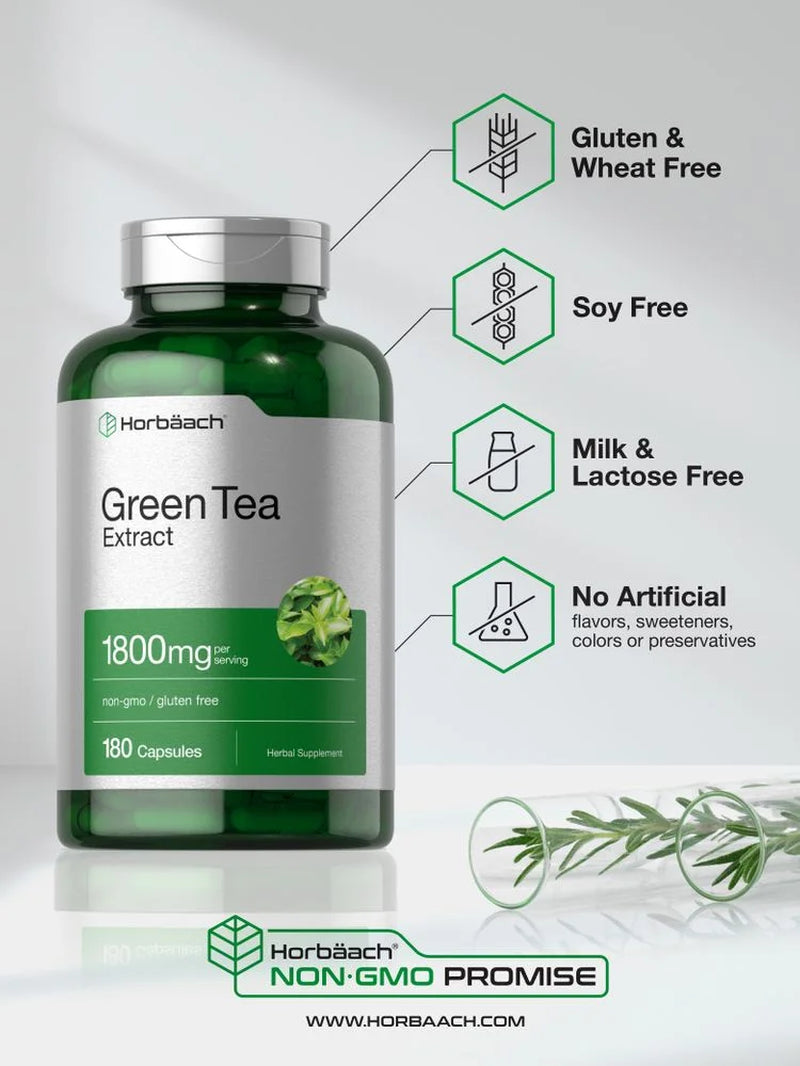 EGCG Green Tea Extract Pills | 1800 Mg | 180 Capsules | by