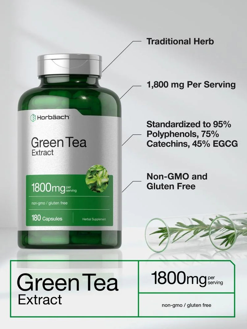 EGCG Green Tea Extract Pills | 1800 Mg | 180 Capsules | by