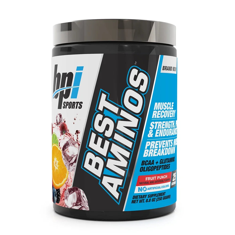 BCAA Glutamine Amino Acid Supplements, Recovery Powder, Fruit Punch, 10 G per Serving, 8.8 Oz