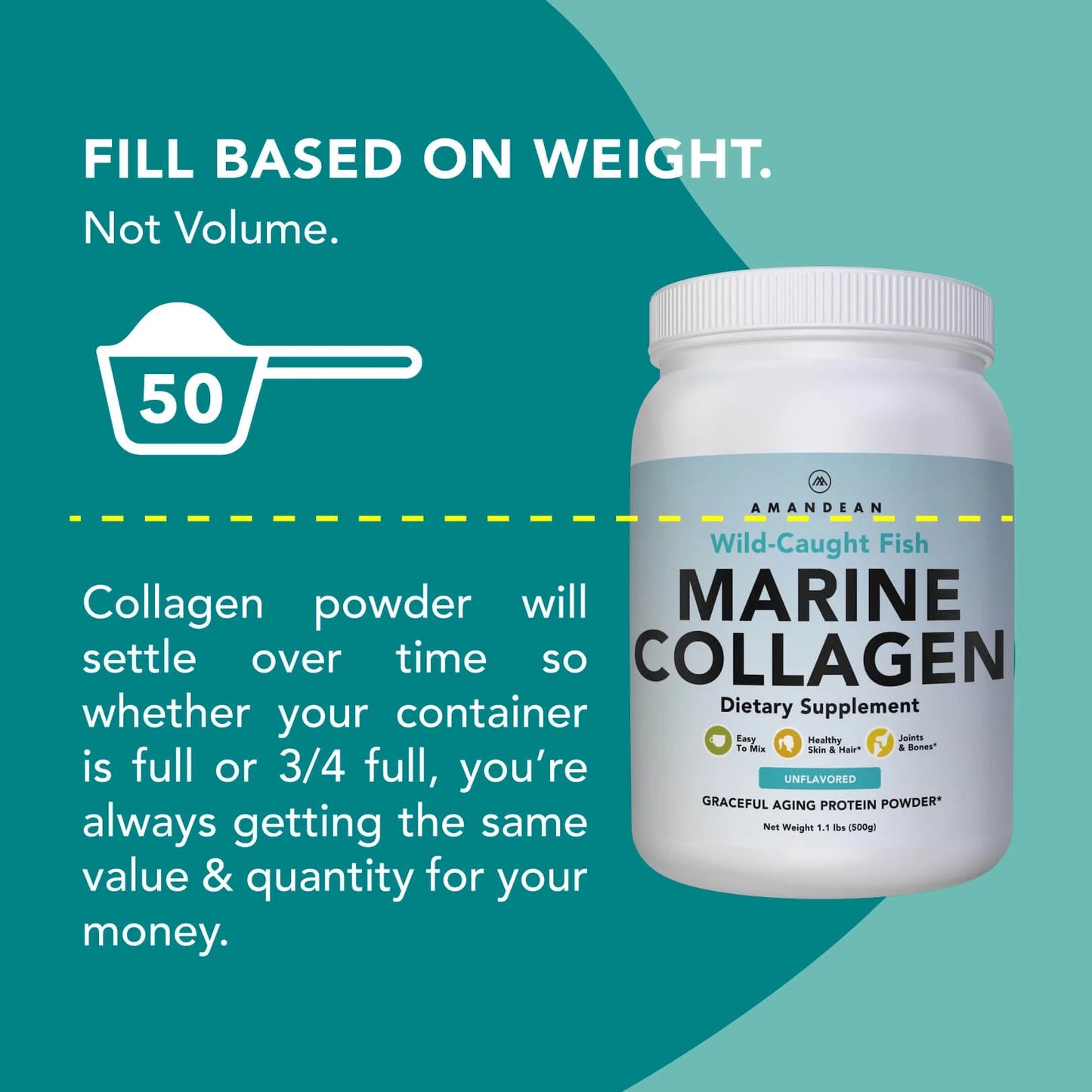 Premium Anti-Aging Marine Collagen Powder 17.6 Oz | Wild-Caught Hydrolyzed Fish Collagen Peptides | Type 1 & 3 Collagen Protein Supplement | Amino Acids for Skin, Hair, Nails | Paleo Friendly, Non-Gmo