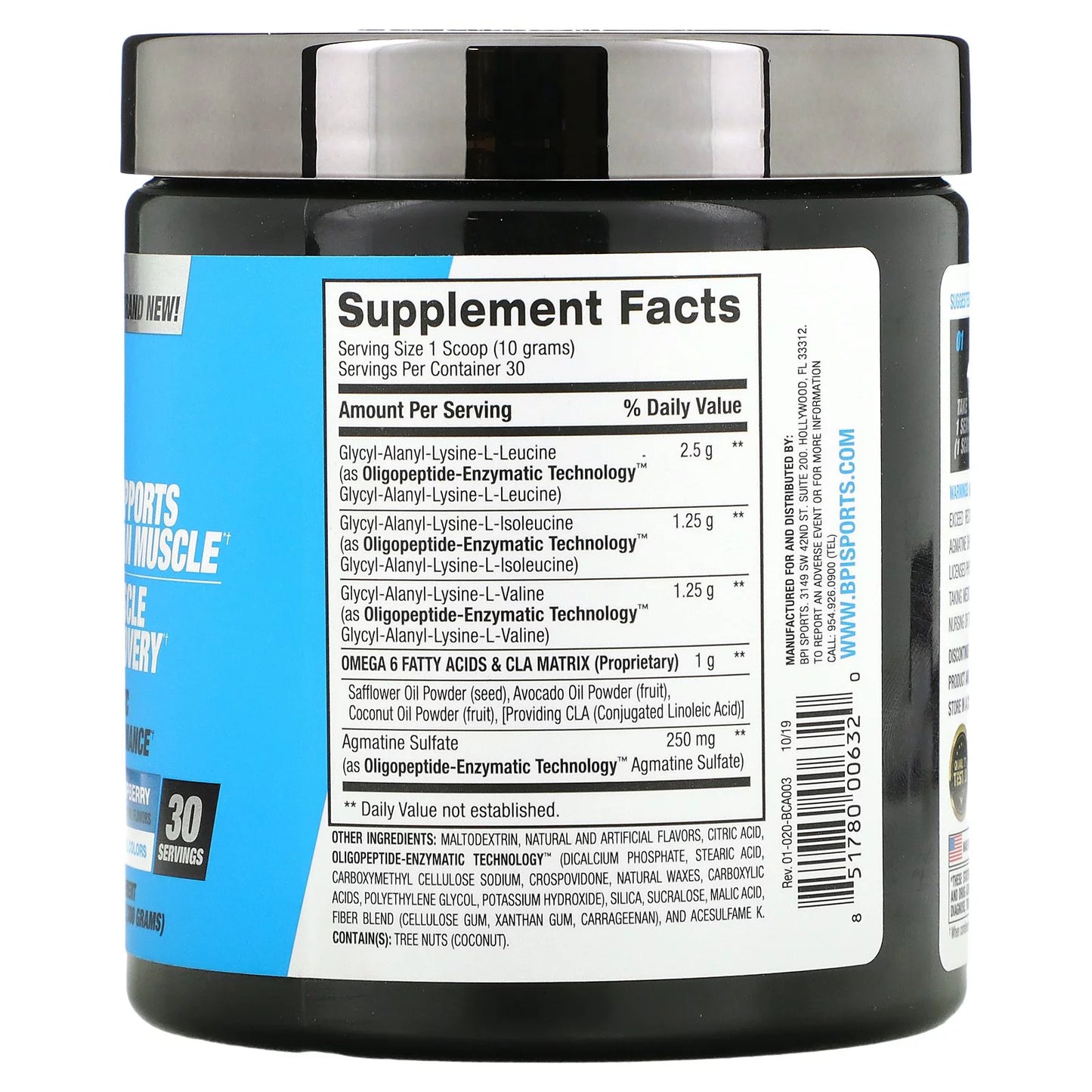 Best BCAA Powder, Blue Raspberry, 30 Servings