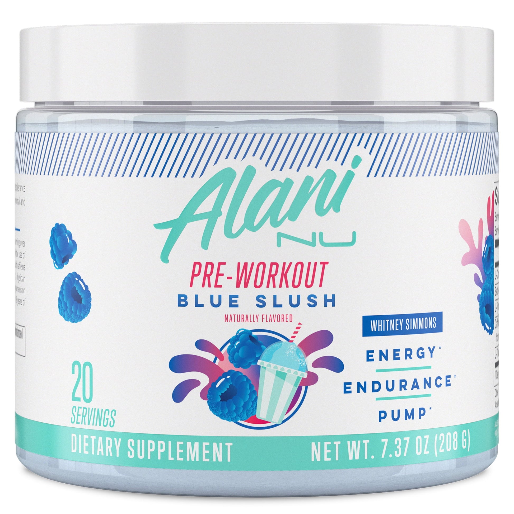 Pre-Workout Powder, Blue Slush, 7.3Oz, 20 Servings