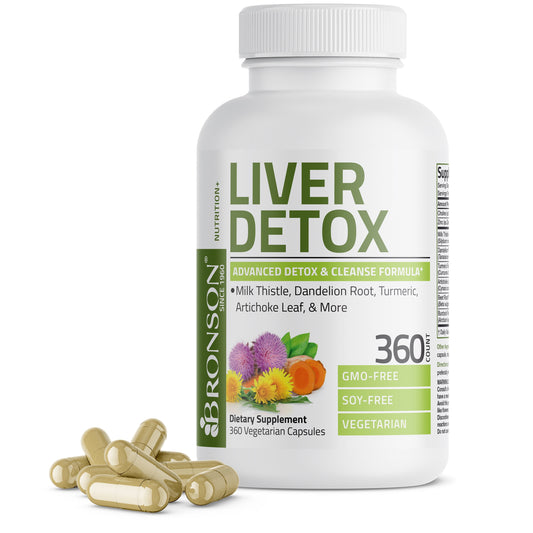 Liver Detox Advanced Detox & Cleansing Formula Supports Health Liver Function with Milk Thistle, Dandelion Root, Turmeric, Artichoke Leaf & More, Non-Gmo, 360 Vegetarian Capsules