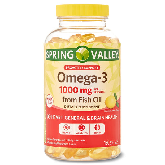 Omega-3 Fish Oil Soft Gels, 1000 Mg, 180 Count