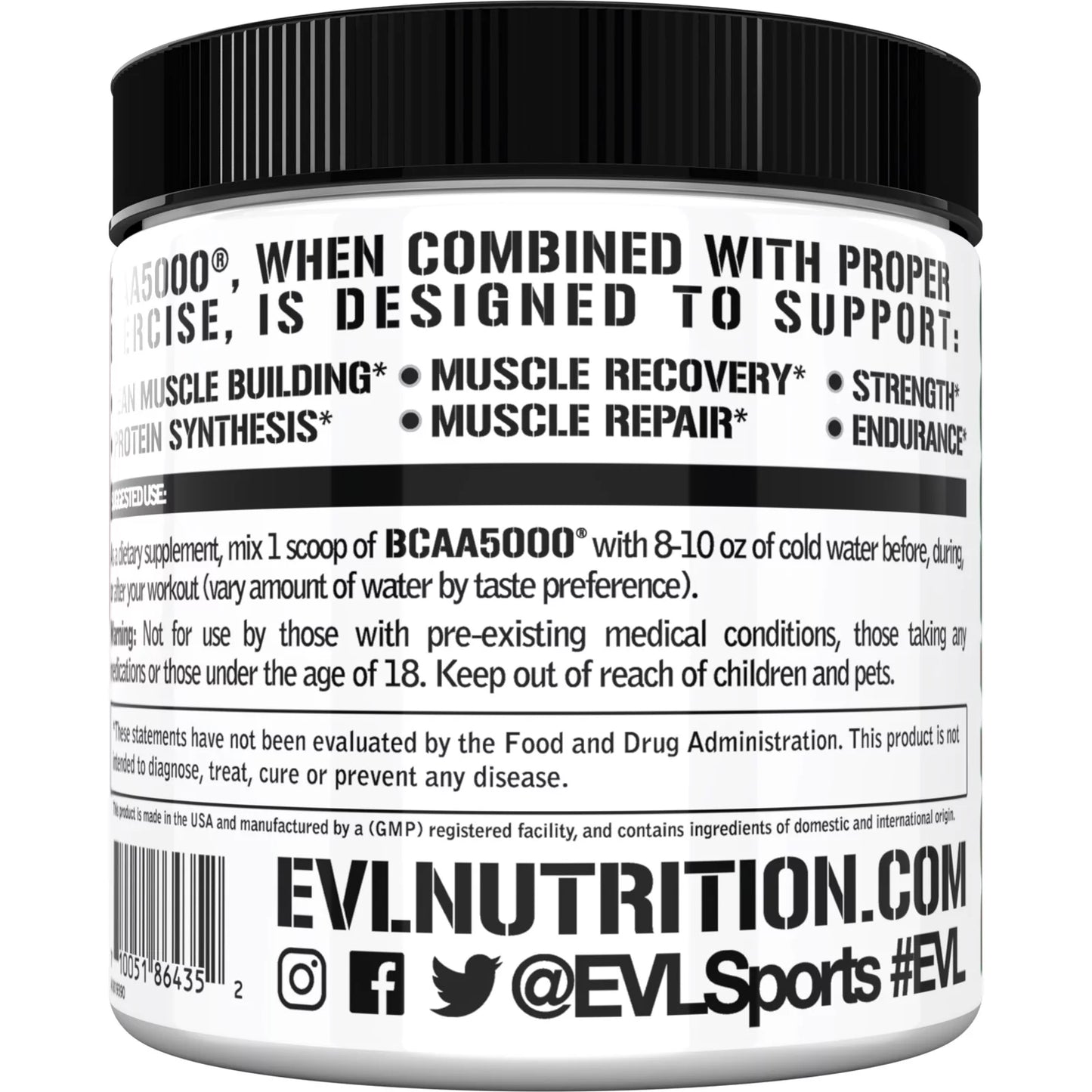 BCAA5000 Energy Powder 5000Mg - EVL BCAA Powder for Performance & Lean Muscle - Sugar Free Cherry Limeade Flavor, 30 Servings