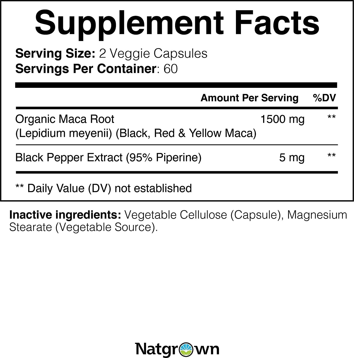 Maca Root Powder Capsules 1500Mg Black Red Yellow Maca, Vegan Pills - 120 Ct