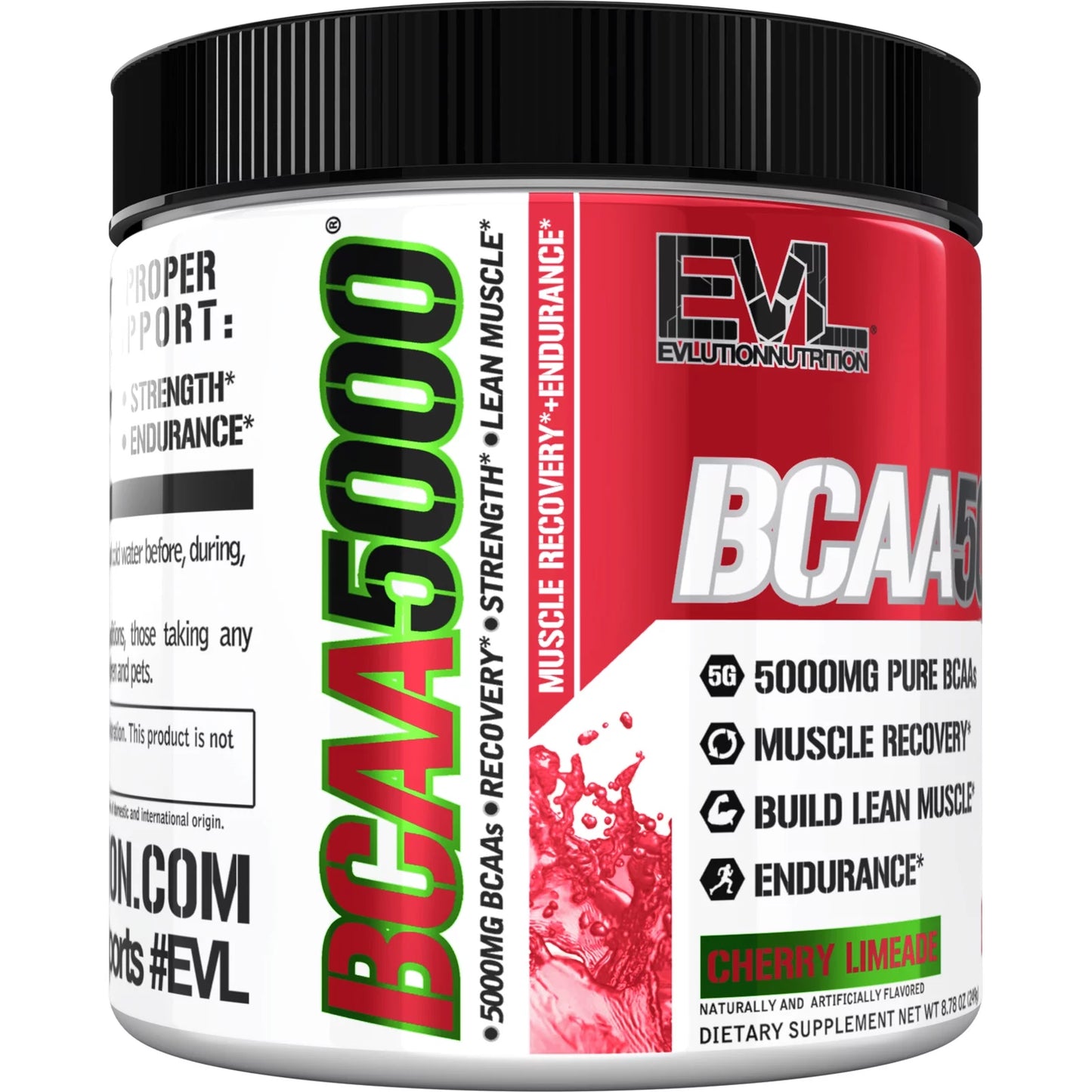 BCAA5000 Energy Powder 5000Mg - EVL BCAA Powder for Performance & Lean Muscle - Sugar Free Cherry Limeade Flavor, 30 Servings