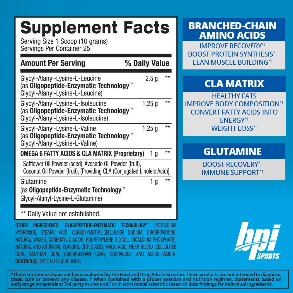 BCAA Glutamine Amino Acid Supplements, Recovery Powder, Fruit Punch, 10 G per Serving, 8.8 Oz