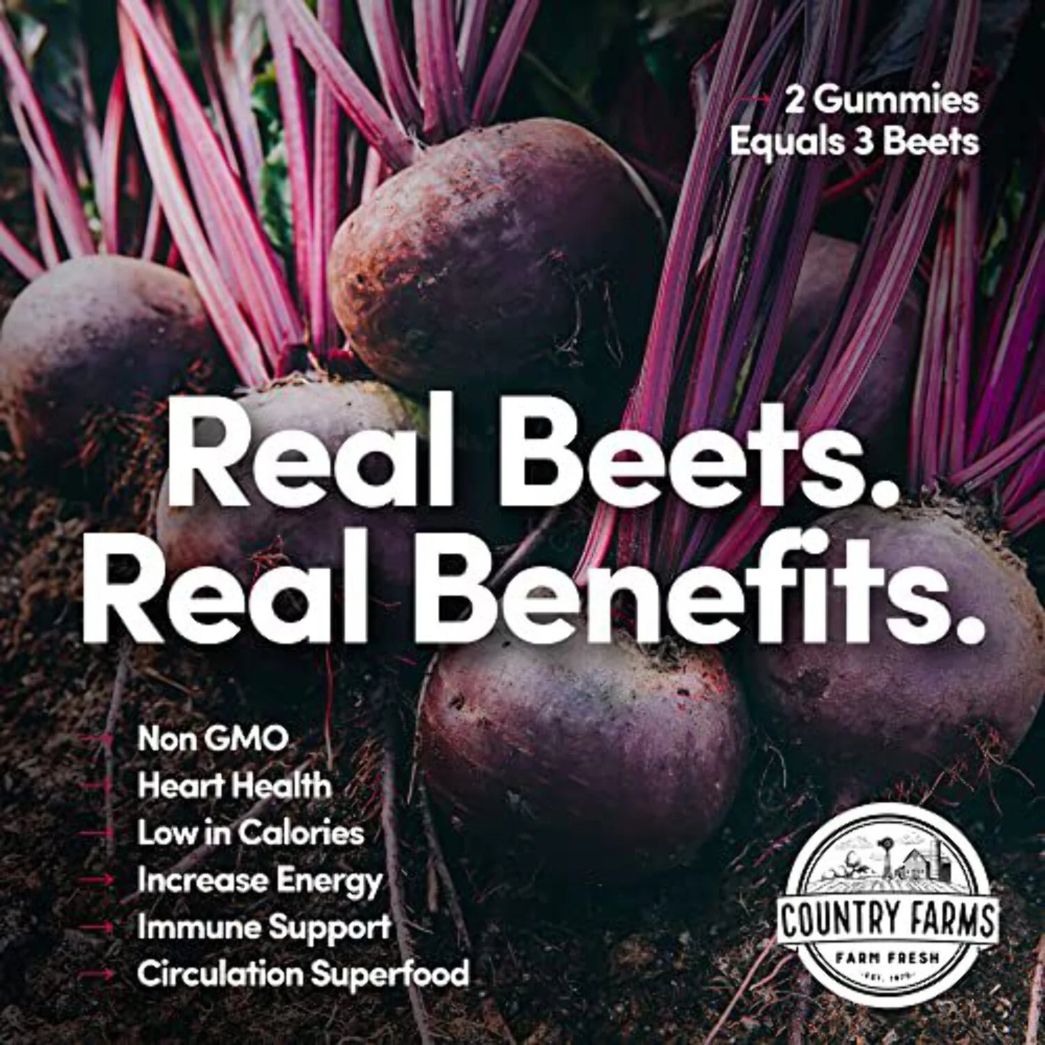 Bountiful Beets Gummies, Circulation Superfood, Nitric Oxide, Heart Health, Black Cherry Flavor, 60 Gummies