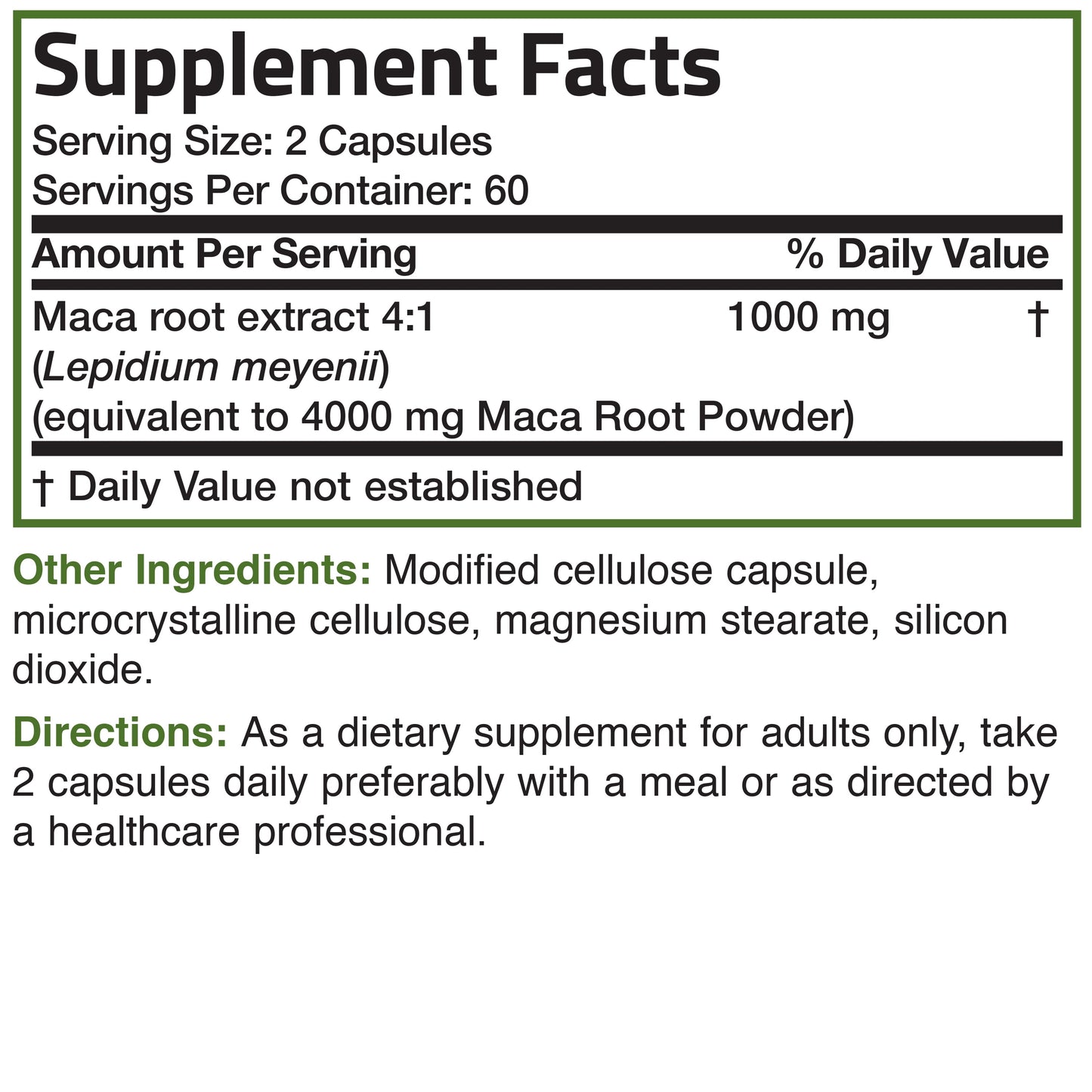 Maca Root Extra Strength 4000 MG per Serving, Lepidium Meyenii - Non-Gmo, 120 Vegetarian Capsules