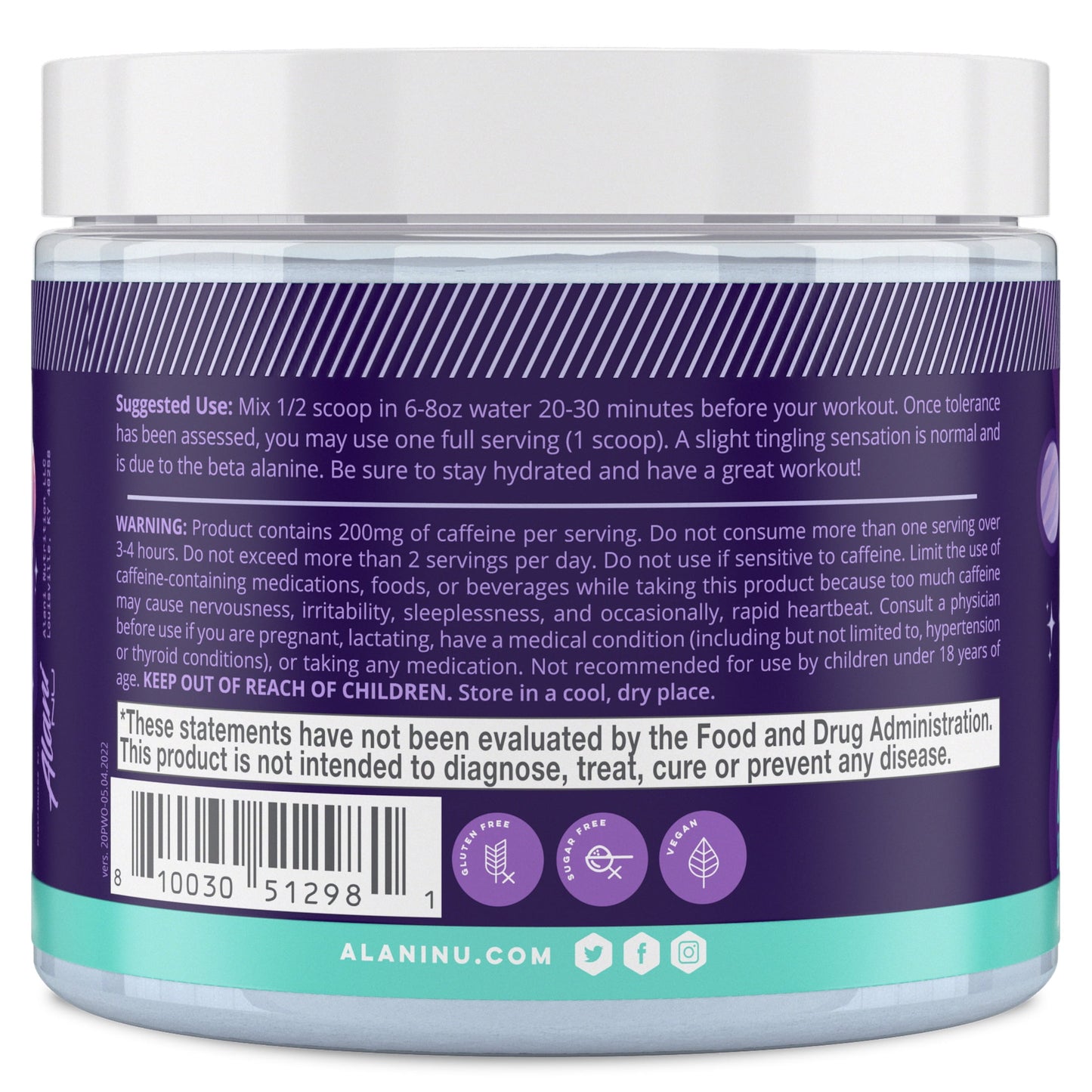 Pre-Workout Powder, Cosmic Stardust, 7.3Oz, 20 Servings