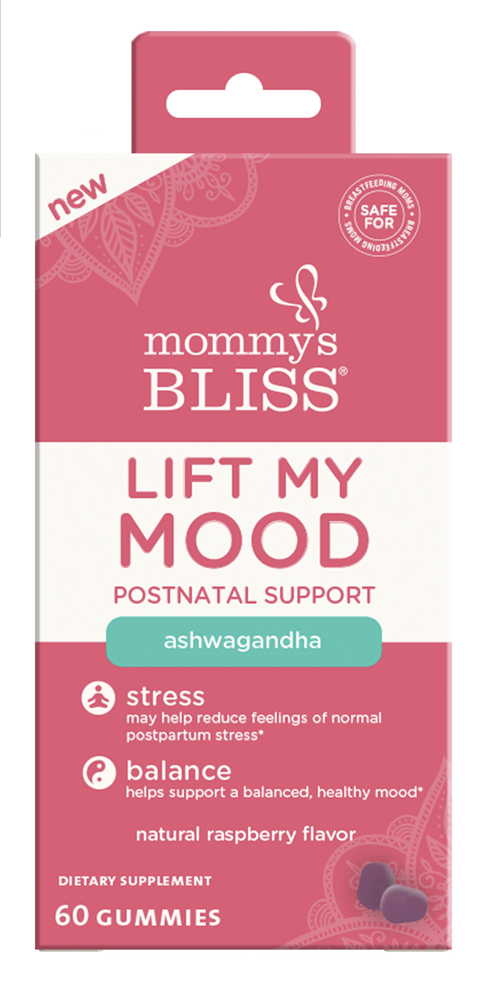 Lift My Mood with Ashwagandha Gummies, Postnatal Multivitamin Supplement Support, 60 Count