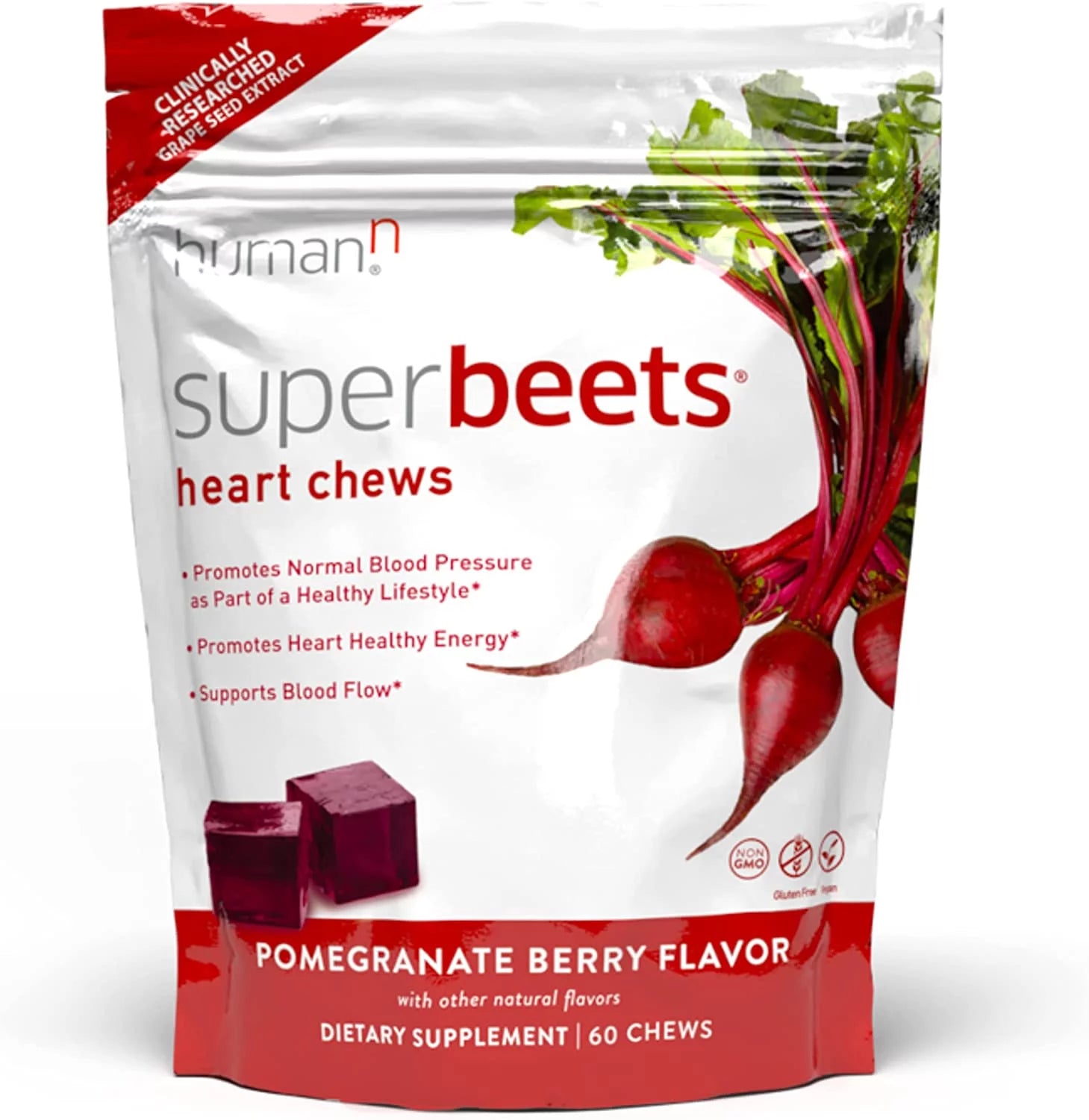 Superbeets Heart Chews Daily Blood Pressure Support for Circulation - 60 Count